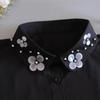 New White Sequined Fake Collar Woman Detachable Collar Women Black Vintage Ladies False Blouse Collar Lapel Cotton Half Shirt
