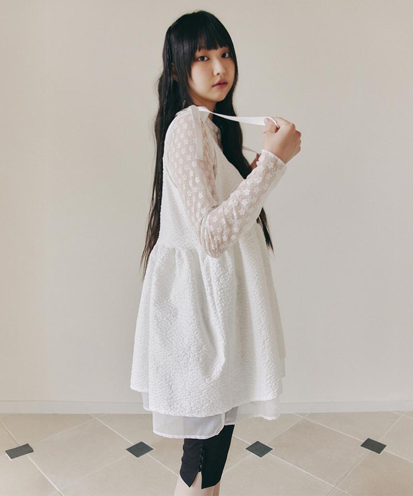 Selliteiljeu Flower Embo Bustier Dress_Ivory