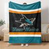 Name Custom San Jose Sharks Print Flannel Blanket High Quality Warm Comfortable Cover for All Seasons Perfect for Gifts Home Decor