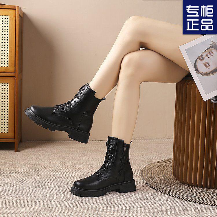 British style versatile velvet Martin boots 2025 autumn and winter new fashionable thick-soled side-pull short boots comfortable velvet boots