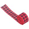 5m Christmas Wired Edge Ribbon Decorative Plaid Ribbon for Home DIY Gift Wrapping Crafts(Black Red )