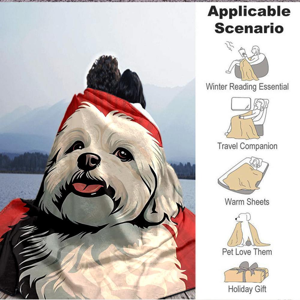 1pc Maltese Dog Blanket - Perfect Gift for Birthdays, Christmas & Halloween- Soft, Warm & Versatile Yy250909164