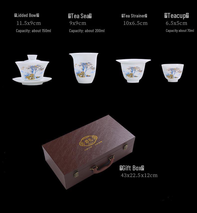 Panda Gaiwan Chinese Porcelain Tea Set - Elegant Gift