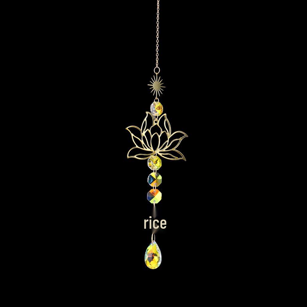 Golden Lotus Crystal Suncatcher Pendant