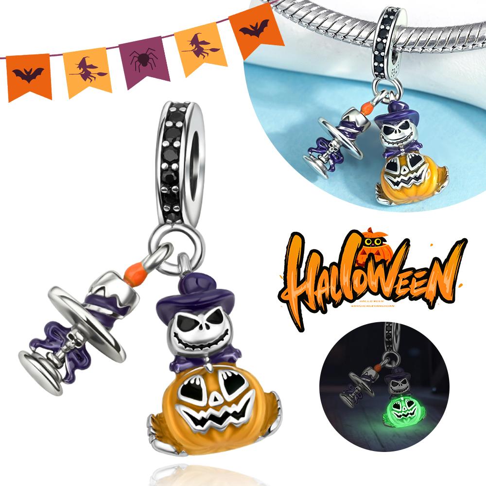 Copper Skull Black Demon Pumpkin Head Ghost Halloween Pendant Jewelry Beads Original Bracelet Boutique Charms Gift