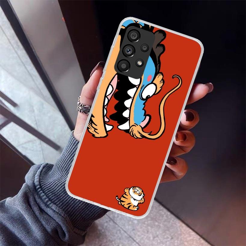 Cartoon Fat Tiger Phone Case For Samsung Galaxy A12 A52S A42 A32 A22 A51 A50 Note 20 Ultra 10 S10 Plus A71 A70 A31 A30 A10S Gala