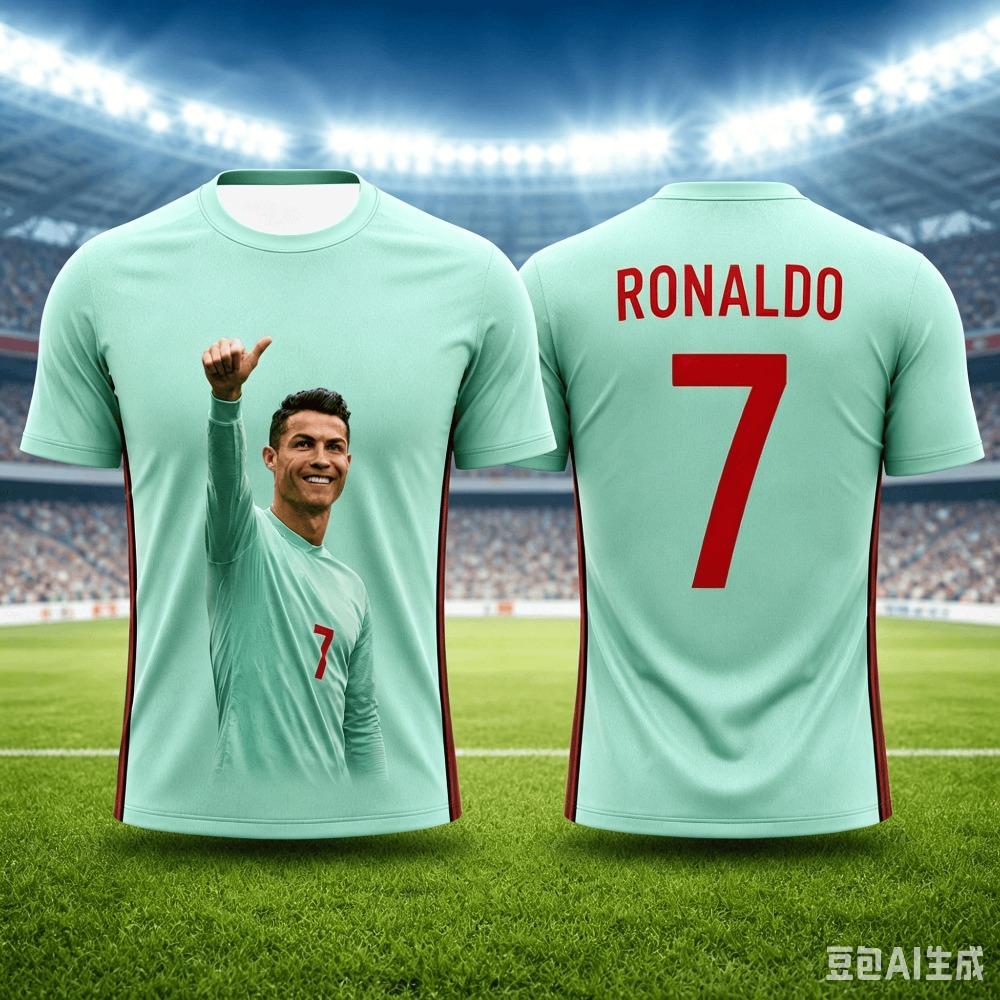 The Fashionable Ronaldo Summer 3D Print Family Outfit Football Jersey T-shirt Is Suitable for Outdoor Sports Wear