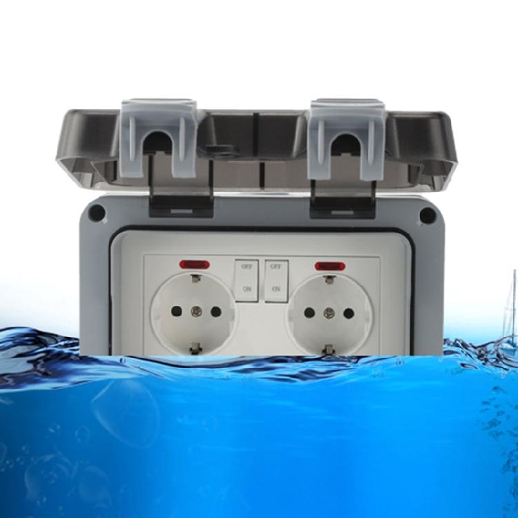 Gniazdko Elektryczne Wodoodporne 2-gniazdowe Puszka z Zamykaną Pokrywą do Ogrodu