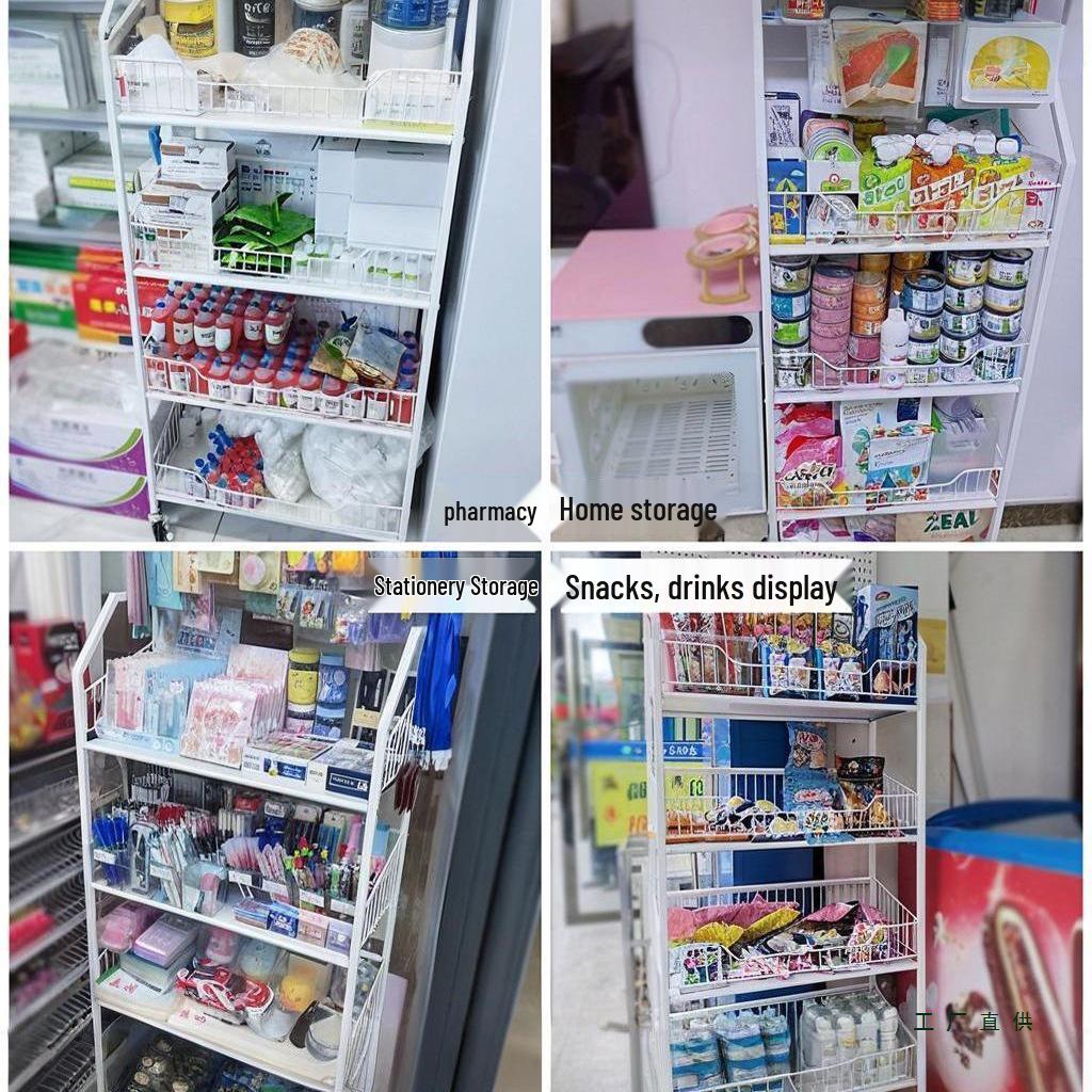 Freestanding Multilayer Snack & Beverage Display Rack for Convenience and Home Use