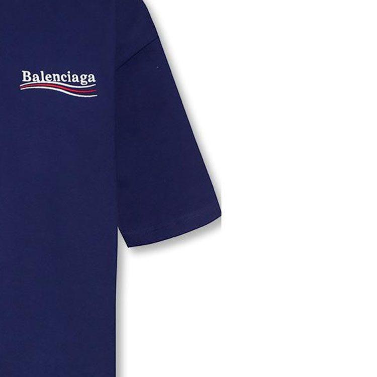 Balenciaga Women's Political Campaign Oversized T-Shirt Dark Blue/Multi 641655TKVJ11195