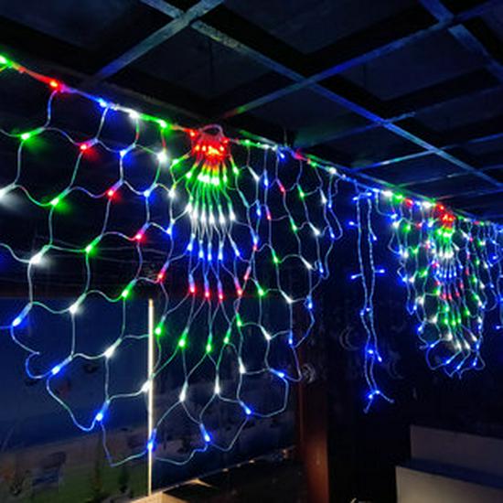Solar LED Colorful Flashing Star & Moon Curtain Lights for Shop Windows and Outdoor Decor