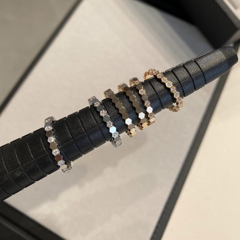 Rose Gold Honeycomb Diamond Ring - Stackable, Full & Half Diamond Design for Women