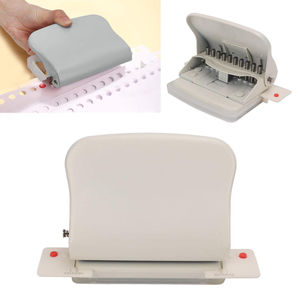 Hole Punch Metal Body Incisive Plastic Bottom Pad 10 Holes Handheld Paper Punch for Bookbinding Documentation