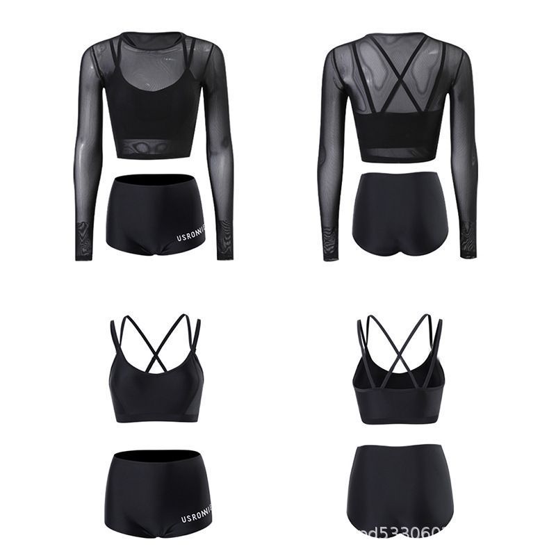 Explosive swimsuit, women's split bikini, three-piece set of sexy swimsuit, long-sleeved sunscreen cover-up, swimsuit promise