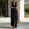 Maxi Abito Senza Maniche con Cappuccio per Donna Camicia Casual Lunga Bottoni con Tasche Felpa Estiva da Spiaggia Abito Lungo