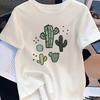 T-shirt Casual Vestibilità Rilassata Moda Donna T-shirt a Manica Corta Stampa Cactus Girocollo T-shirt Quotidiana per Estate Abbigliamento Donna