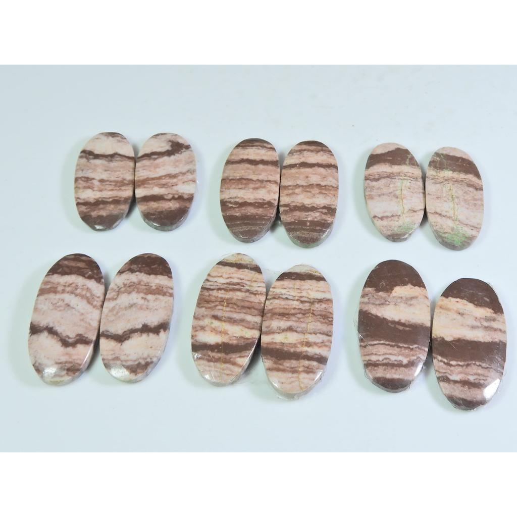 12X26-13X27MM Natural Zebra Jasper Oval Matched Pair Gemstone 6Pair Lot A-581