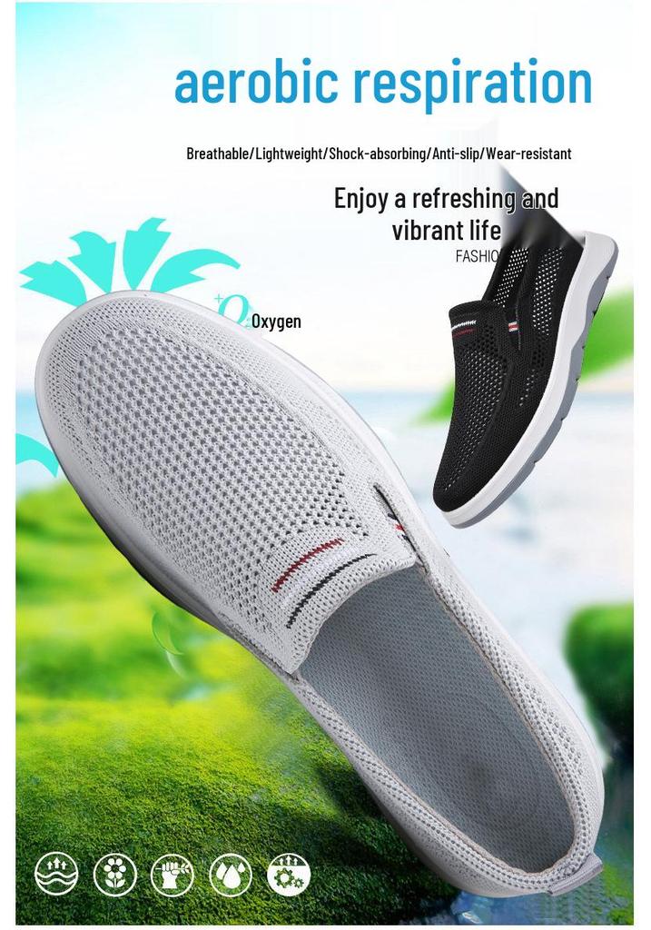 Herren Sommerschuhe zum Hineinschlüpfen aus atmungsaktivem Mesh - Bequem, Weiche Sohle, Stil für mittlere Jahre