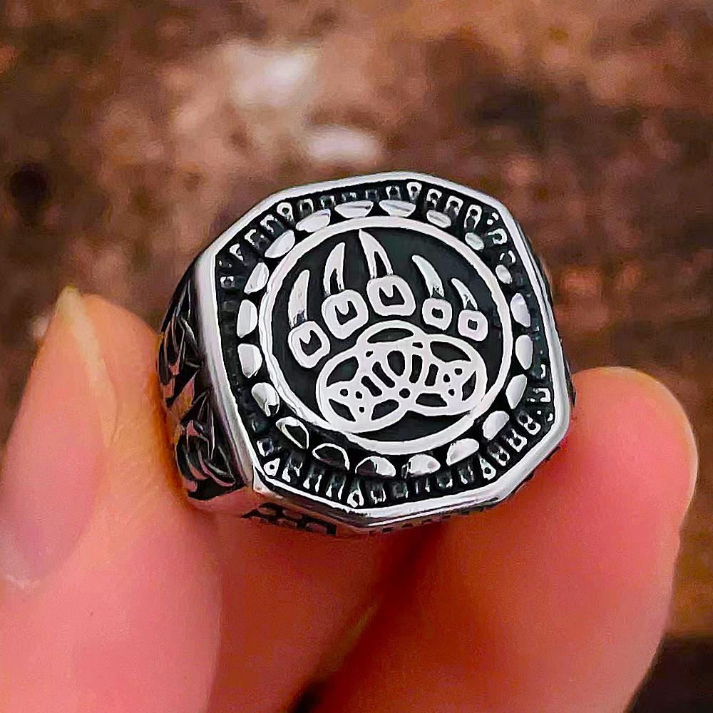 Einzigartiger Wikinger Bärenklauenring für Herren Vintage Edelstahl Odin Wikinger Keltischer Ring Punk Motorradfahrer Biker Schmuck Großhandel