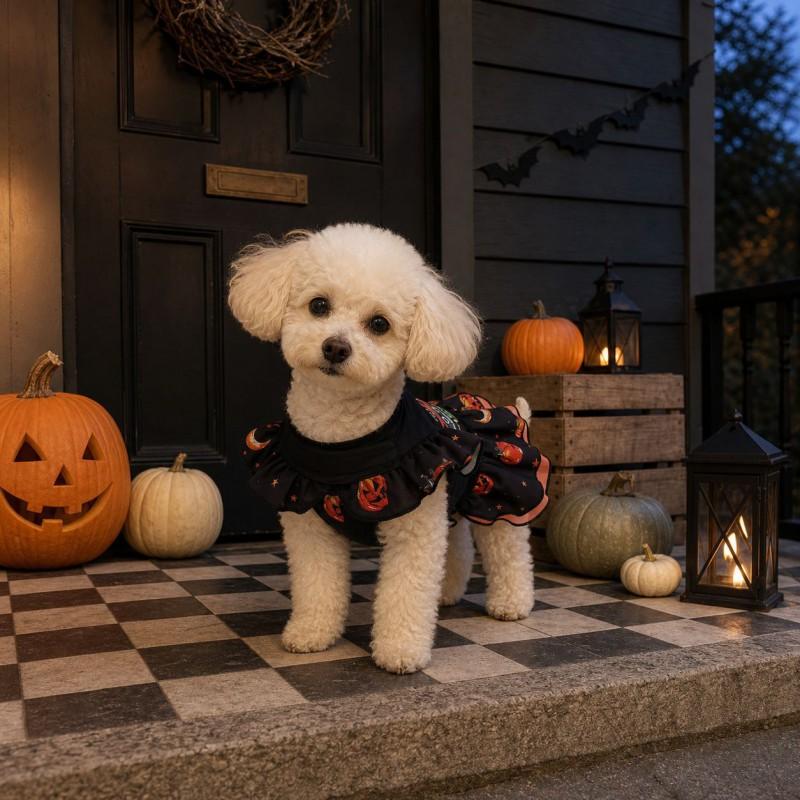 Pet Dog Dress Costume Halloween Christmas Festival Party Pumpkin Witch Princess Style Cotton Winter