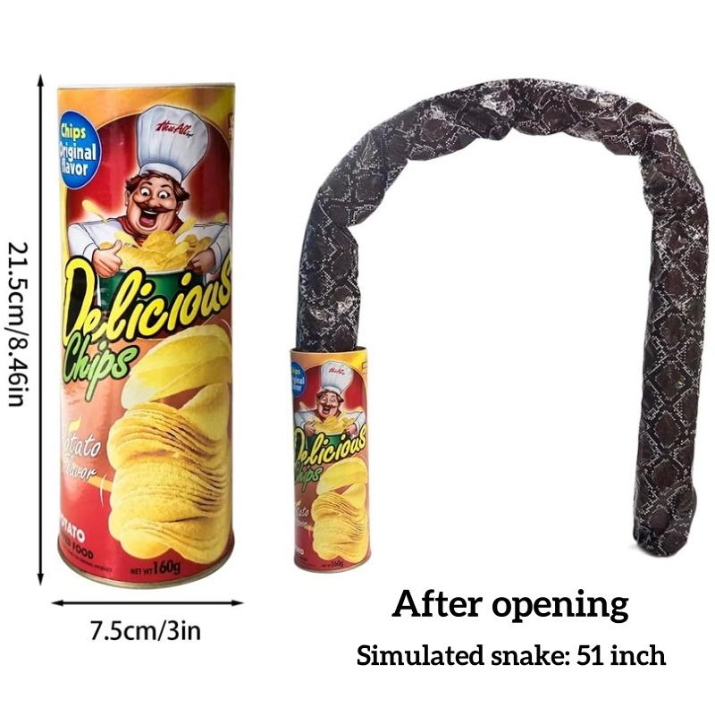 

The Potato Chip Snake Can Jump Spring Toy Gift April Fool Day Halloween Party Decoration Jokes in A Gag Prank Large Size жовтий