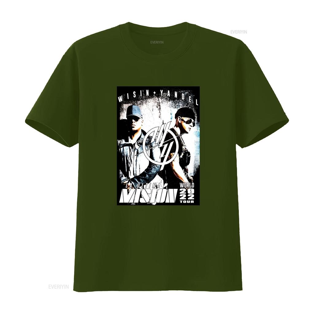 Wisin Yandel Black T Shirt Official 2022 Mision World Tour Concert Merch Print Vintage Washed Breathable Streetwear Stylish