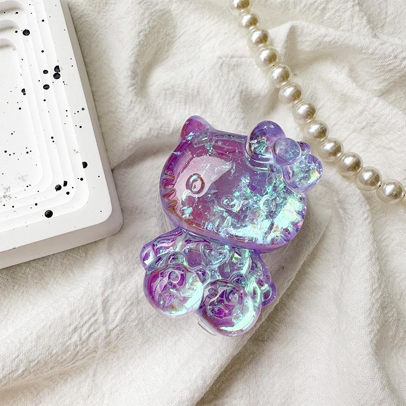 Cartoon Laser Colorful Kt Cat Mobile Phone Airbag Bracket Back Sticker Retractable Back Sticker Desktop Cat Support Frame