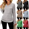 Einfarbige lockere Langarm-Herbst-Winter-Freizeit-T-Shirt-Oberteile für Damen