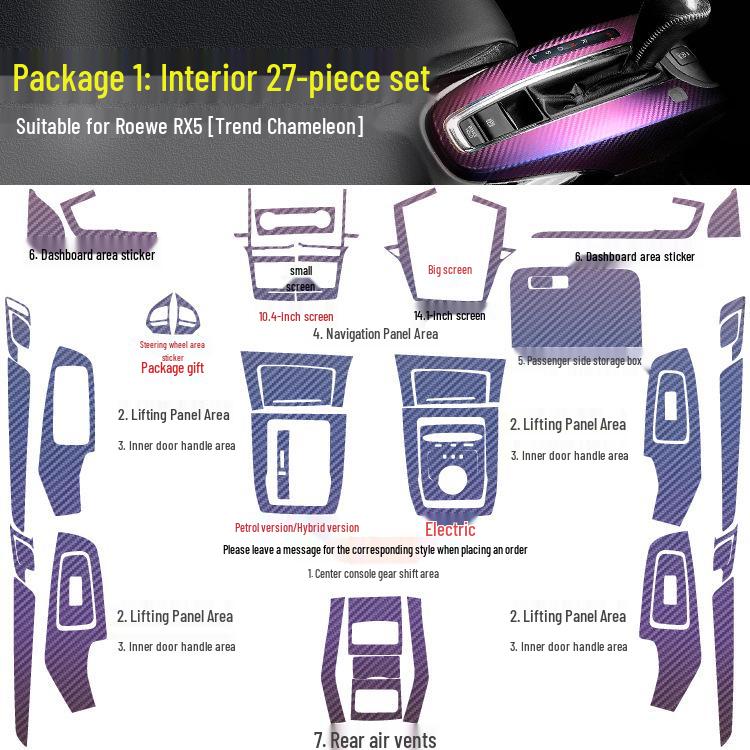 Roewe RX5 MAX Innenraum Modifikationsaufkleber: Mittelkonsole & Schalthebel Dekorfolie