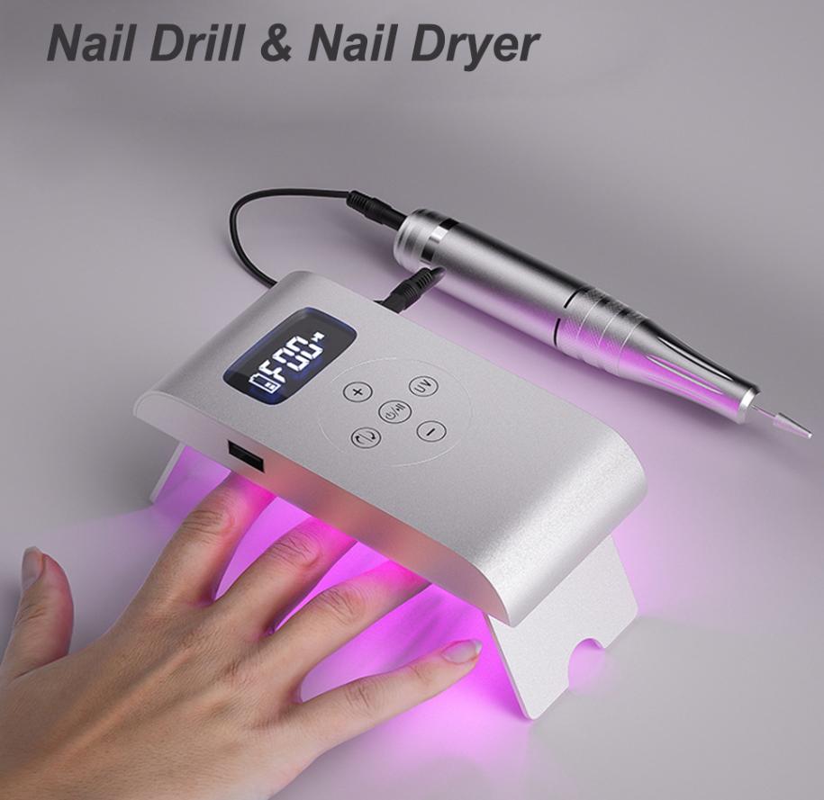 3-in-1-Nagelbohrmaschine, 35.000 U/min, kabellos, wiederaufladbar, Maniküre-Maschine für Polierer, Pediküre, elektrische Bohrmaschine mit Nageltrockner