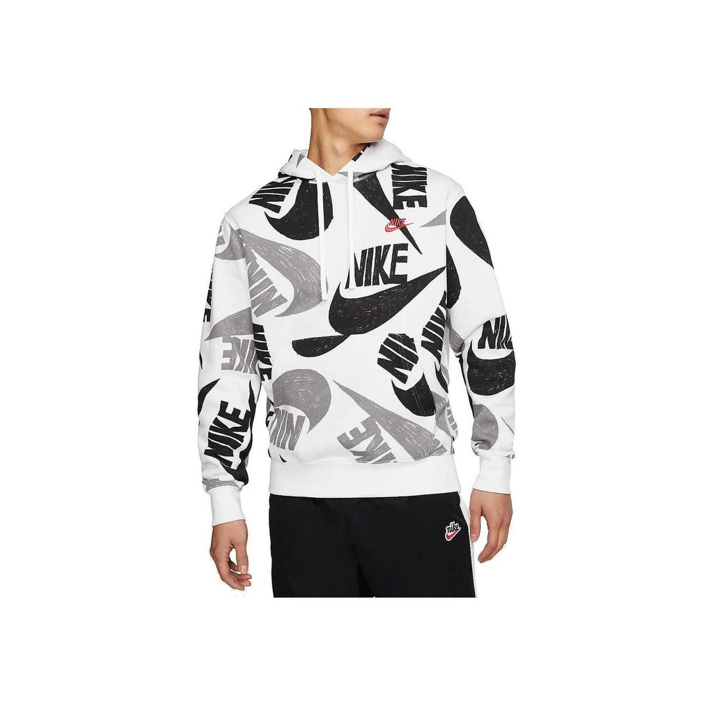 Nike Logo Printed Casual Hoodie Long Sleeve Sweatshirt Men Sweatshirt White CJ6312-010