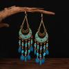 Bohemian Cross-Border Handmade Water Drop Rice Bead Tassel Earrings for Travel Photography