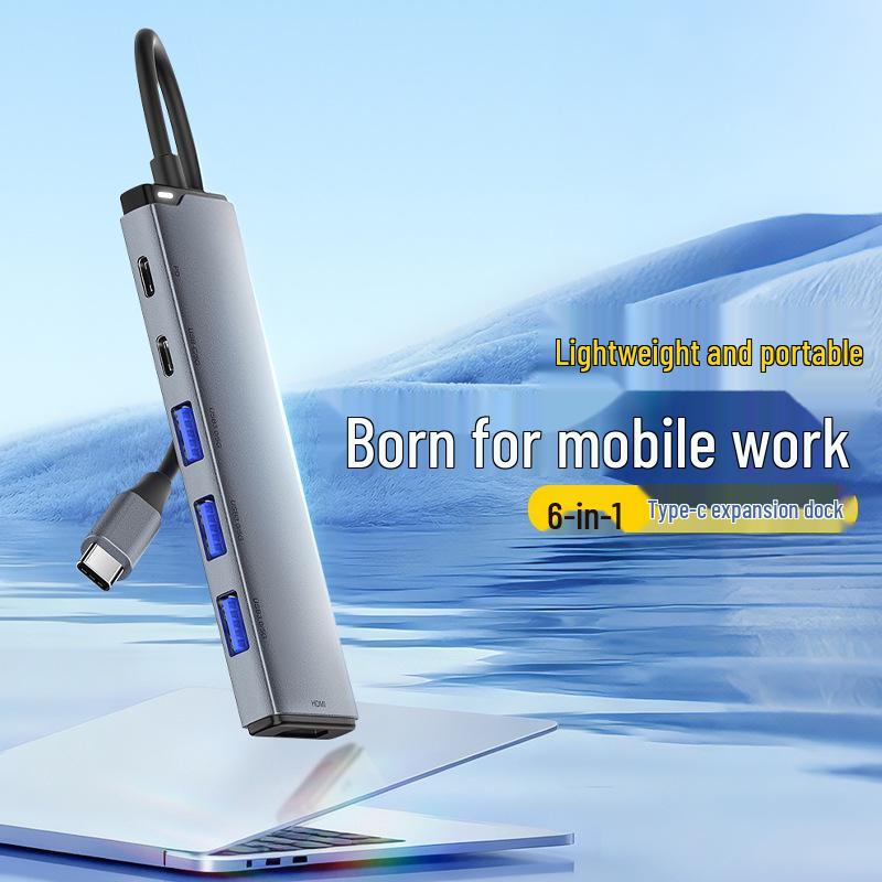 Type-C 6-in-1 High-Speed USB 3.0 Hub with 4K60Hz and PD Charging