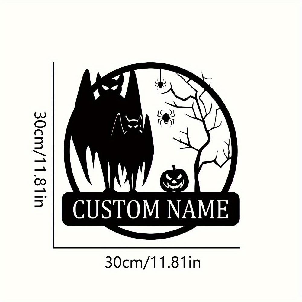 Personalizable Bat Metal Wall Art Family Name Sign Home Garden Outdoor Holiday Gift