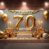 Golden Birthday Display Golden Theme Senior Party Backdrop Birthday Party Background Metallic Balloons 70th Anniversary Banner