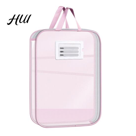Transparent Stationery Bag Mesh Zipper Pouch File A4 Letter Size 3-Layer Quality Storage Case with Handle Document Organizer for School Travel Office