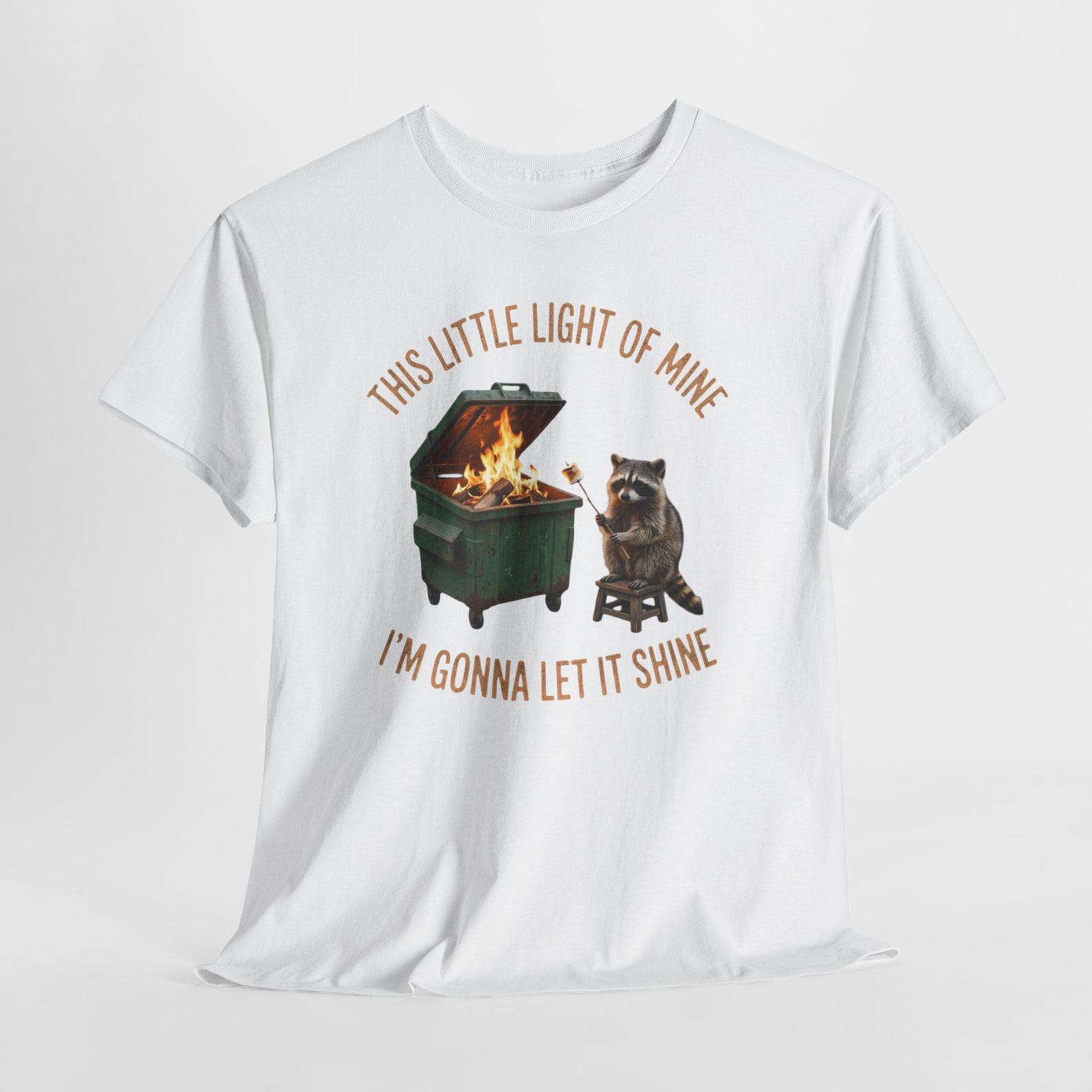 Raccoon Dumpster Fire T Shirt Funny Sarcastic Chaos Graphic Tee Trash Panda Meme Shirt S