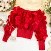 Women Tops Off Shoulder Puff Long Sleeve Elastic Waist Short Tops Perspective Mesh Yarn Casual Tops Party Daily Wear