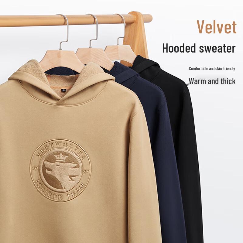 SEPTWOLVES Herren Fleecegefüttertes Kapuzensweatshirt