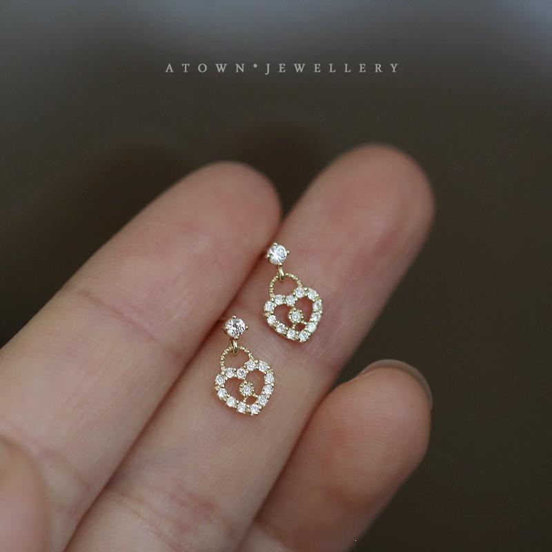 14K Gold Plated Sterling Silver Heart-Shaped Diamond Inlaid Earrings: Elegant, Versatile Drops/Studs Silver Pair (Silver Earmuffs)