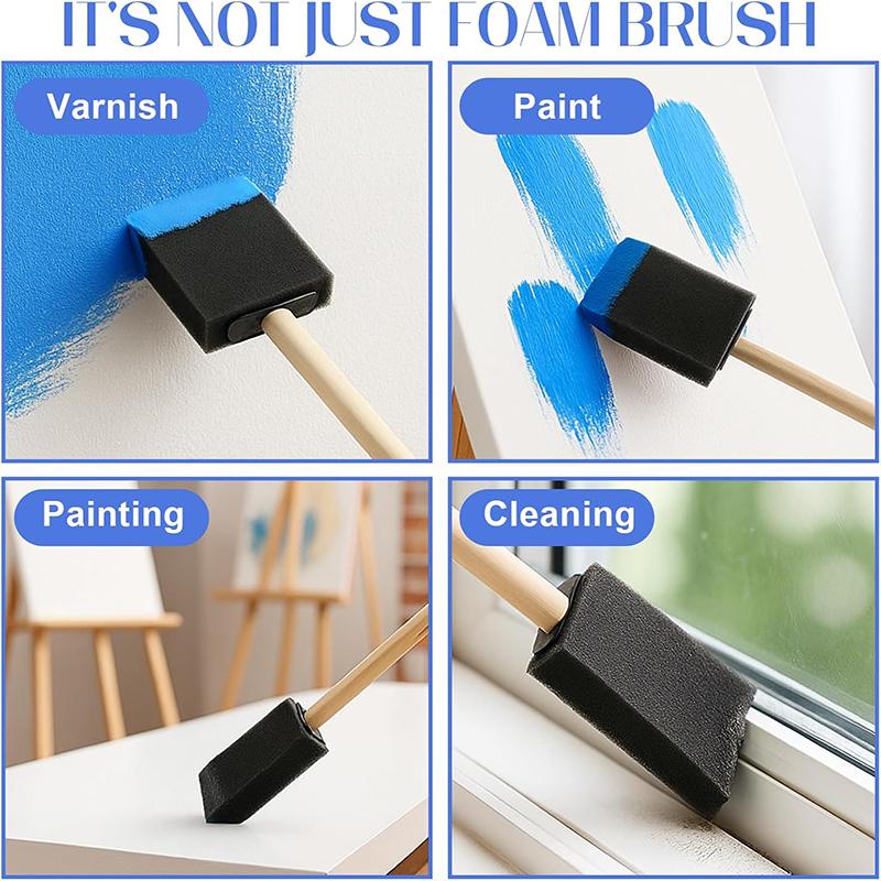 4Pcs Foam Brushes 4 Sizes Sponge Brush Sponge Paint Brushes Set for Painting Staining DIY Craft Projects Foam Paint Brushes Kit