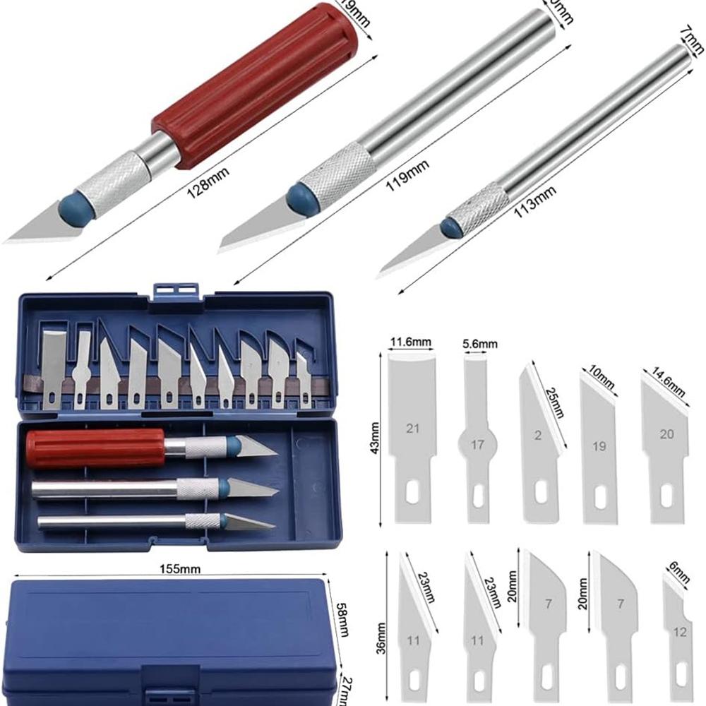 13pc Precision Knife Set Kit Exacto Knives Blades Craft Razor Sculpting Art Tool Alloy Sharp Blade Mud Sculpture Paper Carving