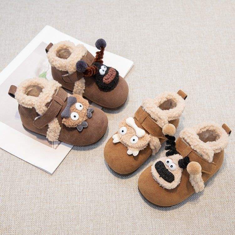 Girls' Korean Version of Cotton Shoes 2025 New Winter Children's Velvet Two Cotton Shoes Boys Cartoon Doudou Soft-soled Birkenstocks