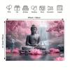 2D Zen Buddha Tapestry Cherry Blossom Waterfall Backdrop Cloth for Living Room