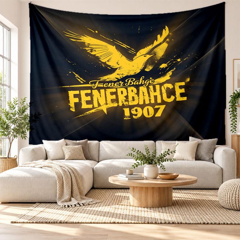 Arazzo da Parete FC Fenerbahçe, Appeso da Parete in Tessuto Morbido, Sfondo Decorativo per Camera da Letto Arte da Parete per la Casa