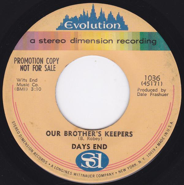 

7inch Record DAYS END - Our Brother s Keeper 1036 Evolution US Rock Used