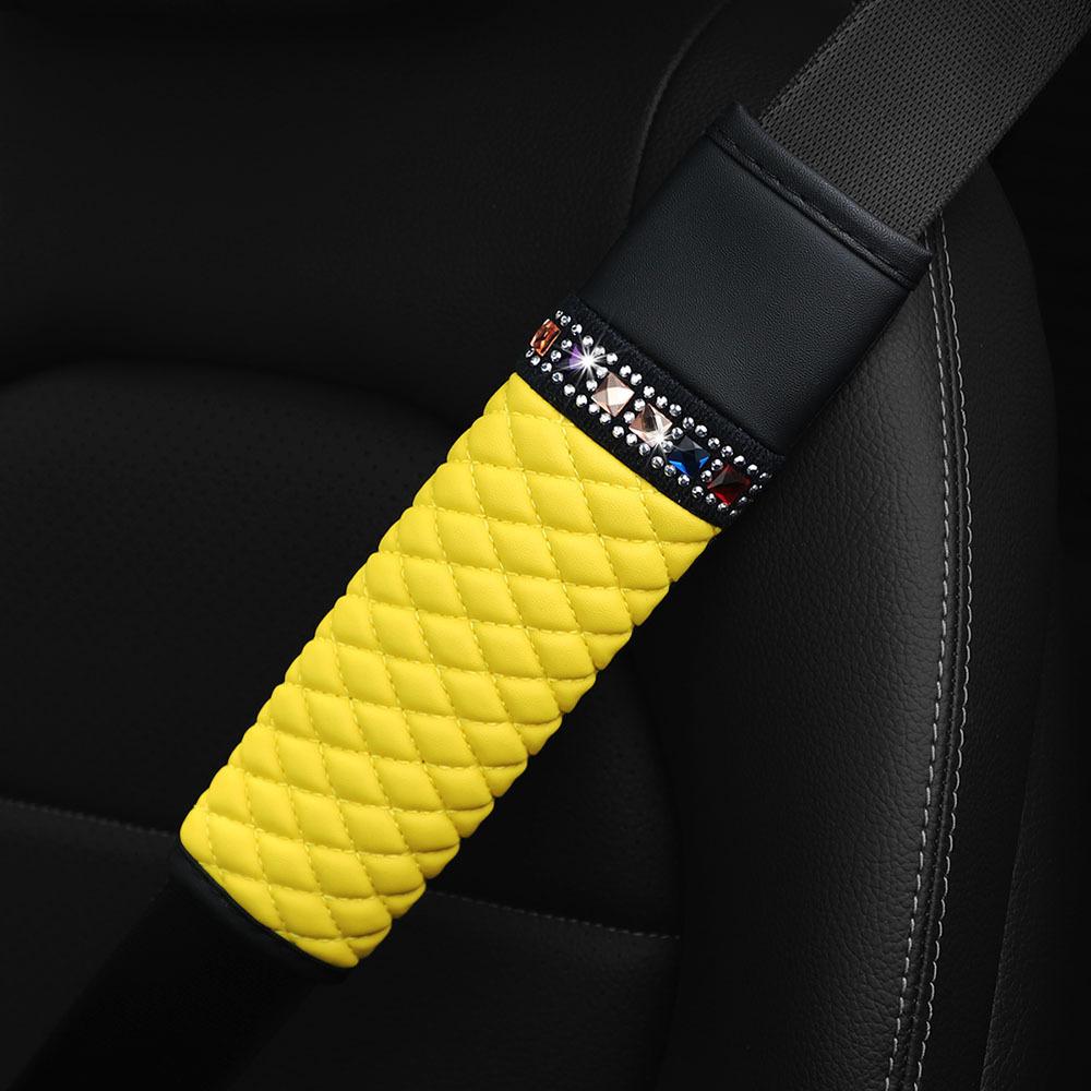 Rhinestone Leather Breathable Car Seat Belt Shoulder Pad Protective