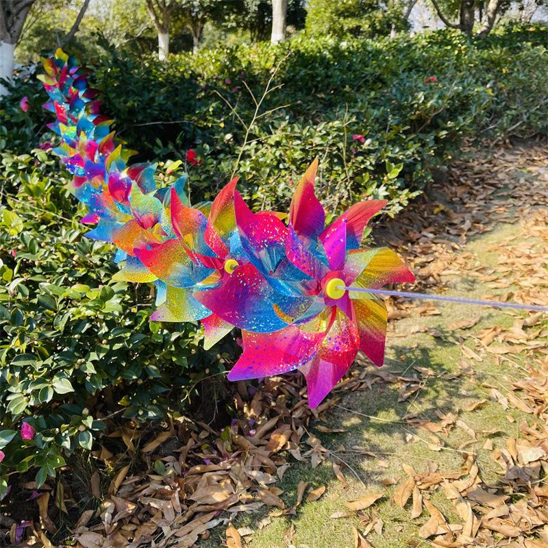Eight-Leaf Laser Color-Changing Windmill String with Steel Wire Rope for Outdoor Hanging Decoration in Scenic Spots and Shopping Malls