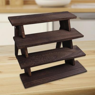 Wood Display Stand Showcase Fixtures Four Layer Jewelry Rack Collectibles for