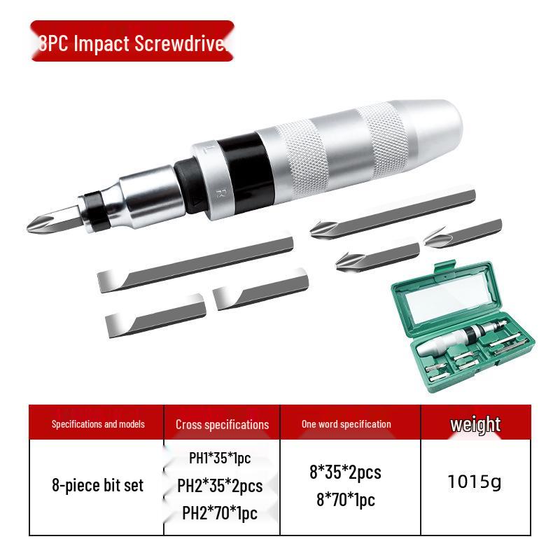 Impact Screwdriver Bit & Screw Extractor Kit: Rusty/Broken Head Remover, Cross Tapping, Hammer-Ready